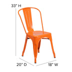 Commercial Grade 31.5 Square Orange Metal Indoor-Outdoor Table Set with 4 Stack Chairs