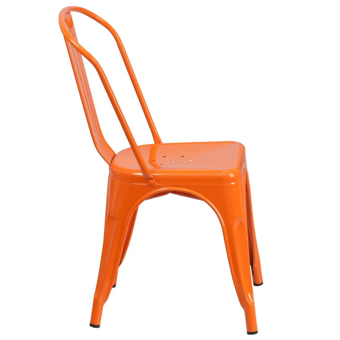 Commercial Grade 31.5 Square Orange Metal Indoor-Outdoor Table Set with 4 Stack Chairs