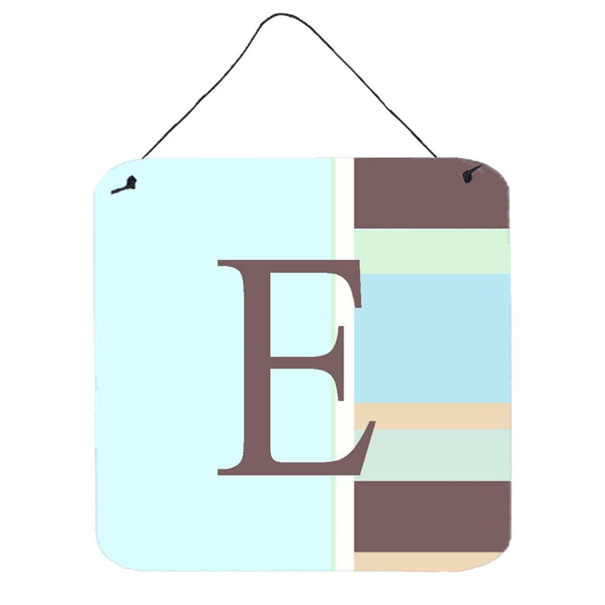 CarolineS Treasures Letter E Initial With Monogramblue Stripes Wall Or Door Hanging Prints, 6 X 6 Inch  Inch , Multicolor
