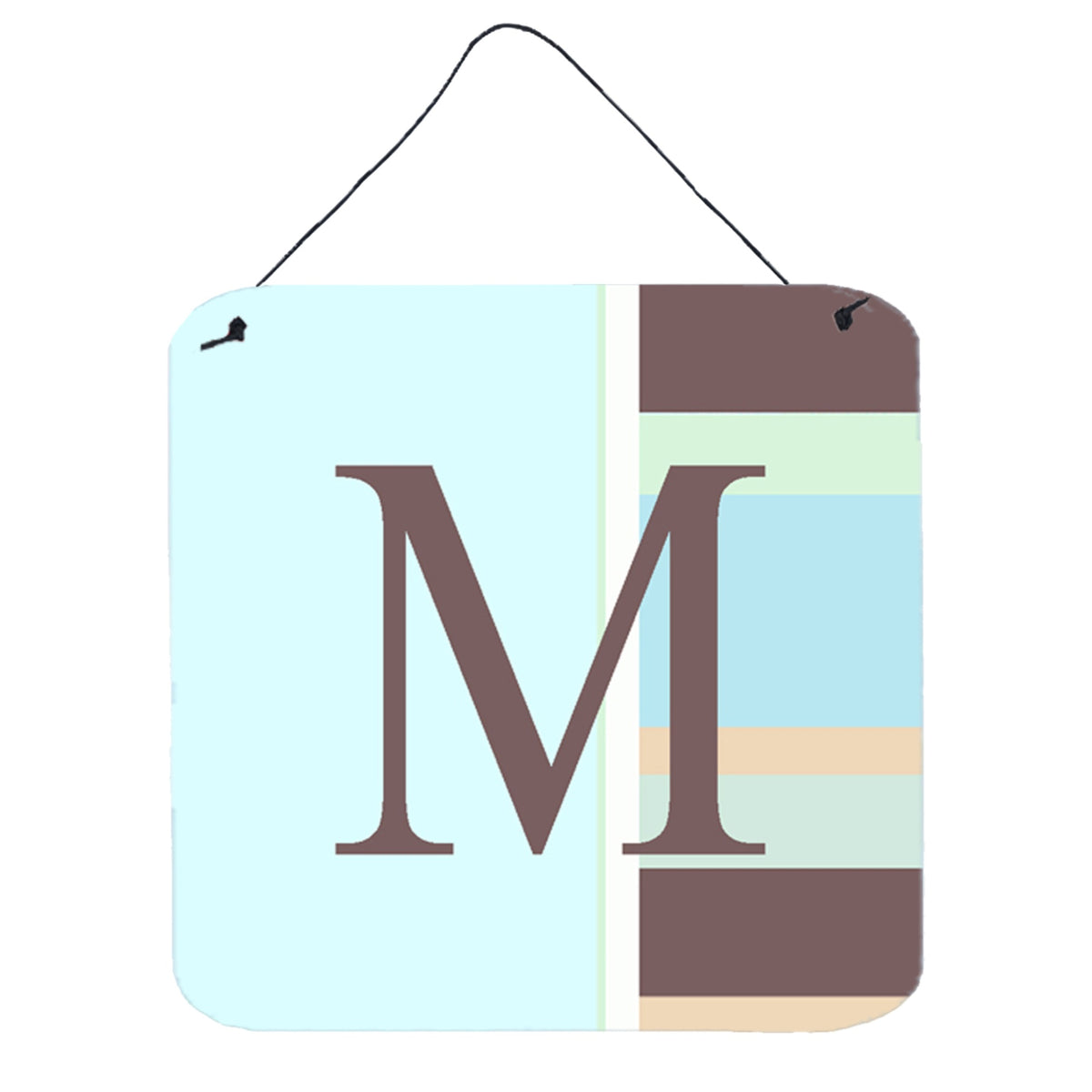 CarolineS Treasures Letter M Initial With Monogramblue Stripes Wall Or Door Hanging Prints, 6 X 6 Inch  Inch , Multicolor