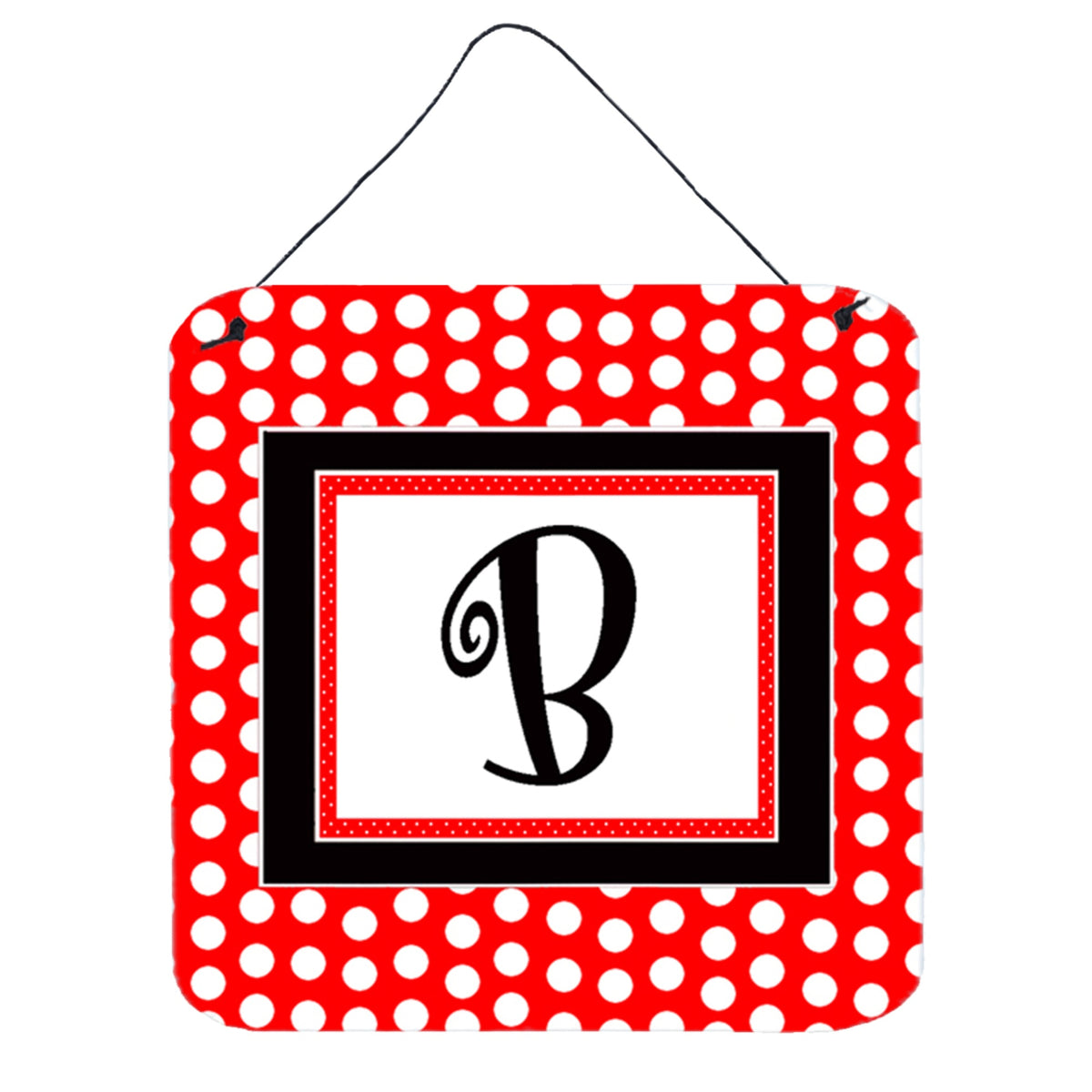 CarolineS Treasures Letter B Initial With Red Black Polka Dots Wall Or Door Hanging Prints, 6 X 6 Inch  Inch , Multicolor
