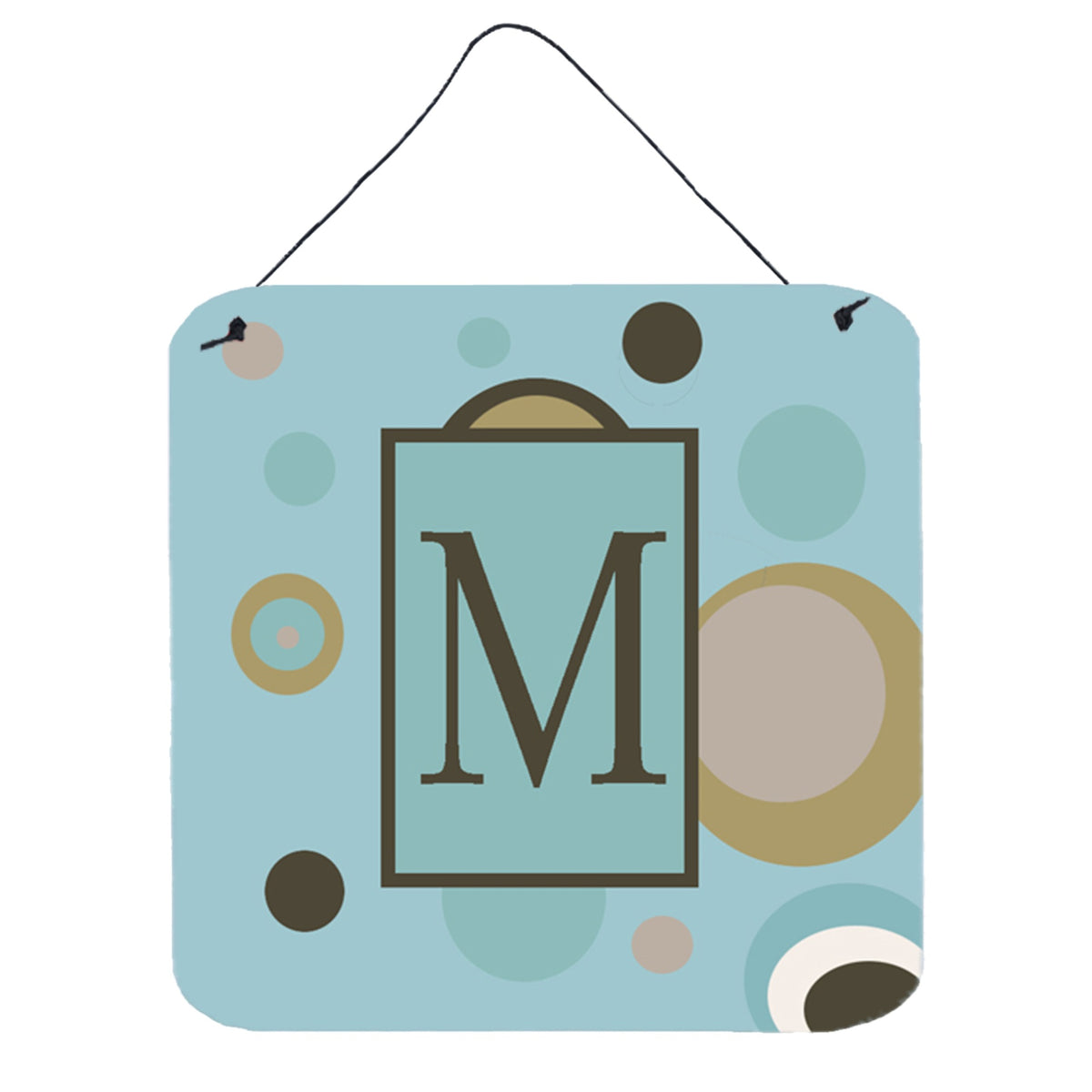 CarolineS Treasures Letter M Initial With Monogramblue Dots Wall Or Door Hanging Prints, 6 X 6 Inch  Inch , Multicolor