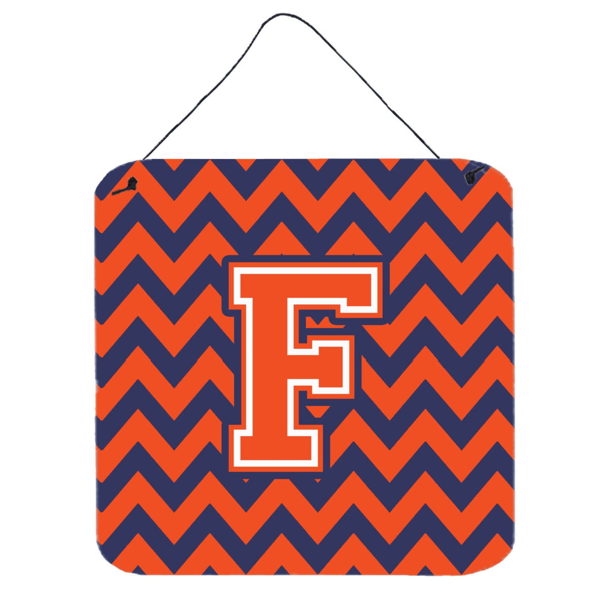 CarolineS Treasures Chevron Orange And Blue Letter F Wall Or Door Hanging Prints Cj1042Fds66, 6 Inch  Inch  H X 6 Inch  Inch  W
