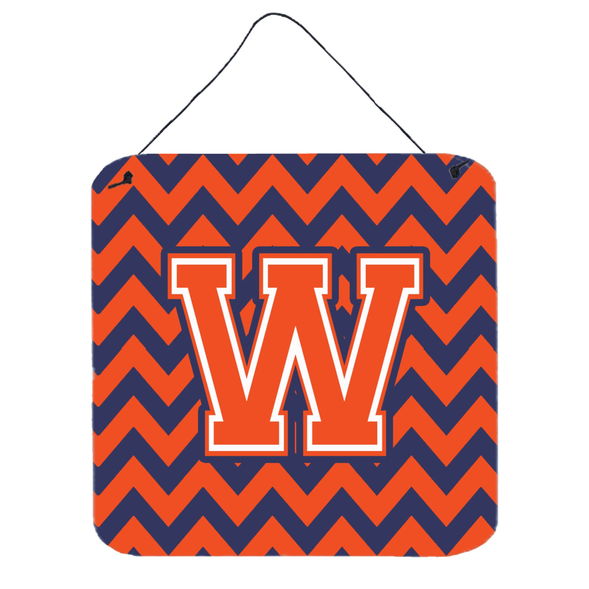 CarolineS Treasures Chevron Orange And Blue Letter W Wall Or Door Hanging Prints Cj1042Wds66, 6 Inch  Inch  H X 6 Inch  Inch  W