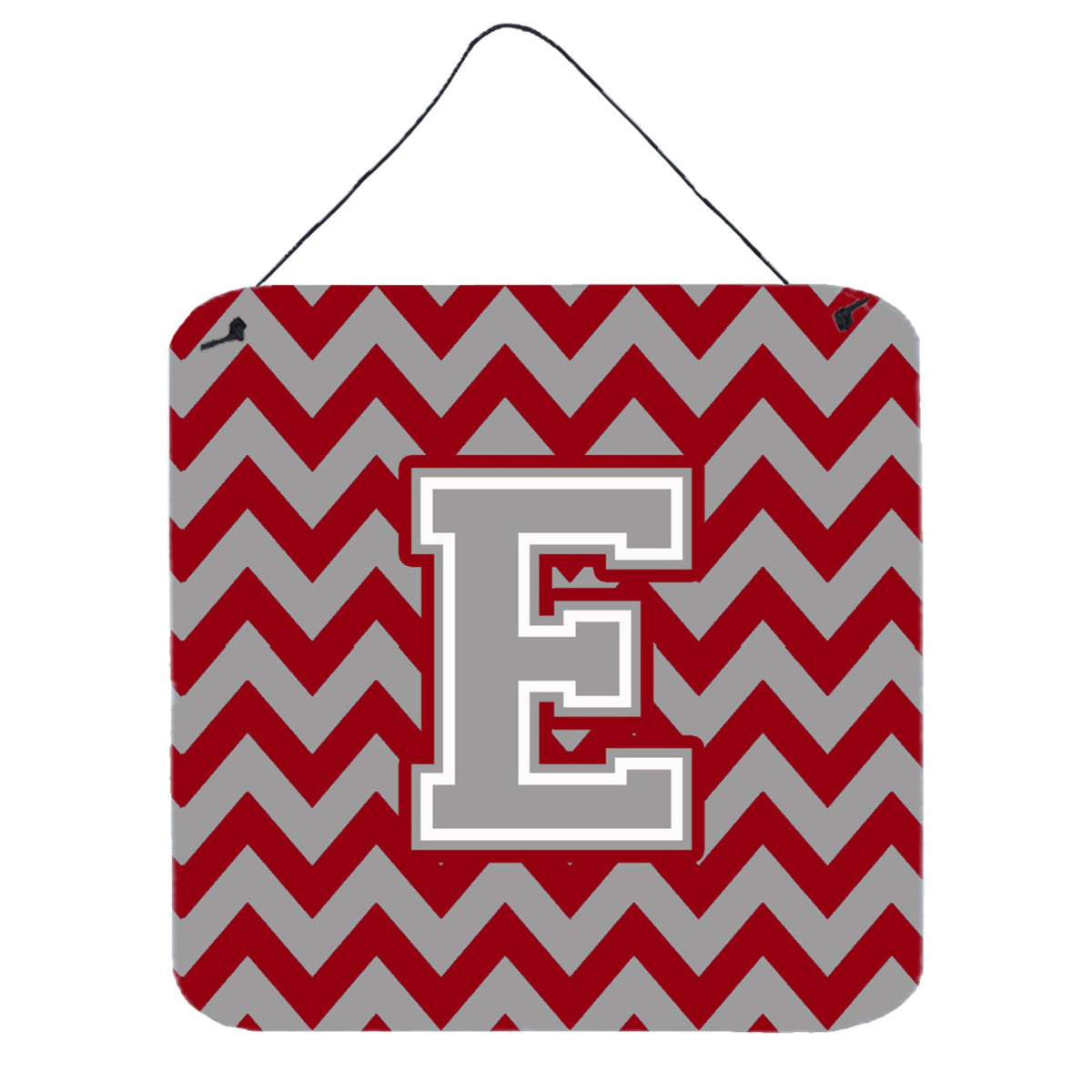CarolineS Treasures Chevron Crimson And Grey Letter E Wall Or Door Hanging Prints Cj1043Eds66, 6 Inch  Inch  H X 6 Inch  Inch  W