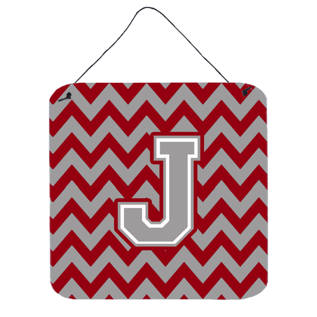 CarolineS Treasures Chevron Crimson And Grey Letter J Wall Or Door Hanging Prints Cj1043Jds66, 6 Inch  Inch  H X 6 Inch  Inch  W