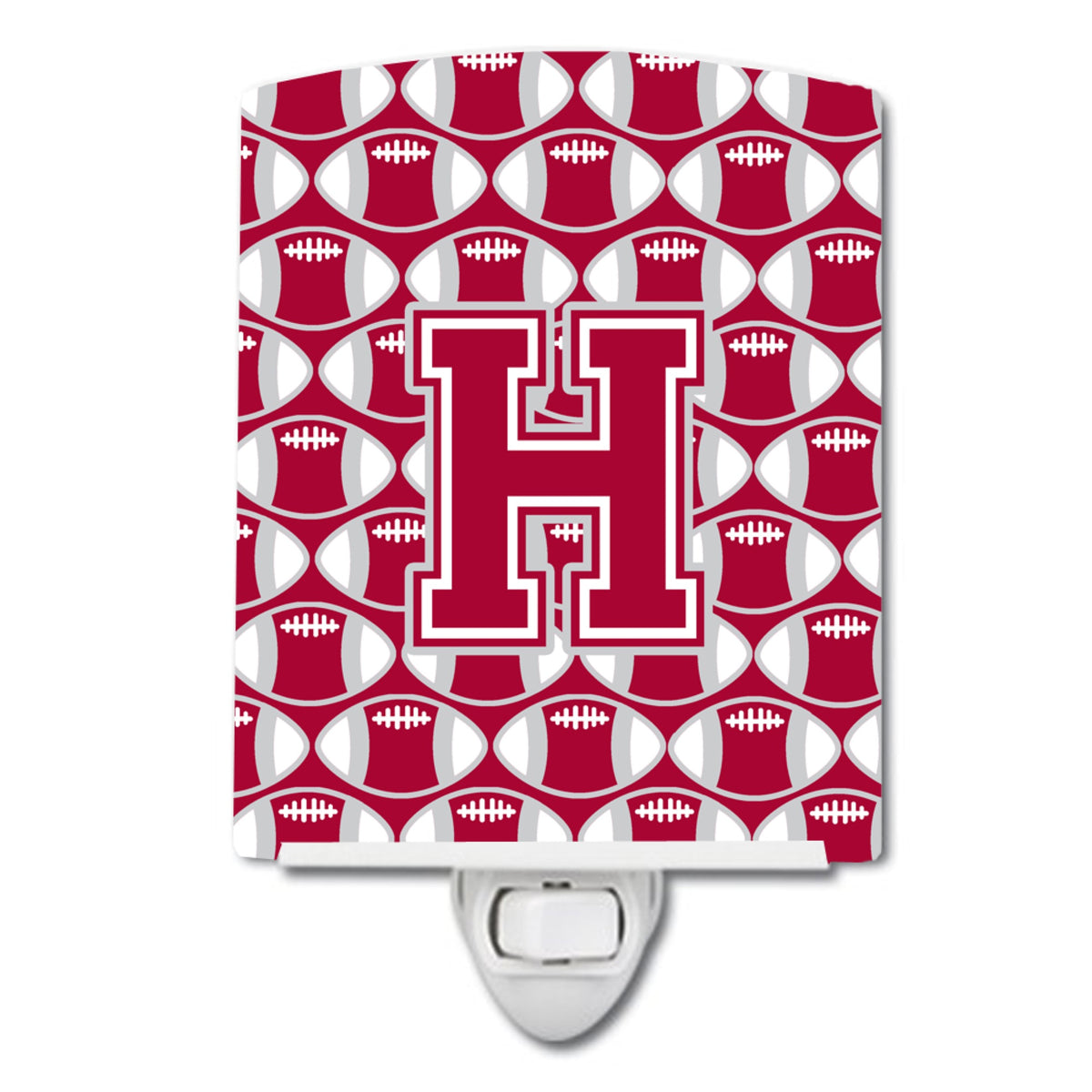 CarolineS Treasures Letter H Football Crimson, Grey And White Ceramic Night Light, 6X4, Multicolor