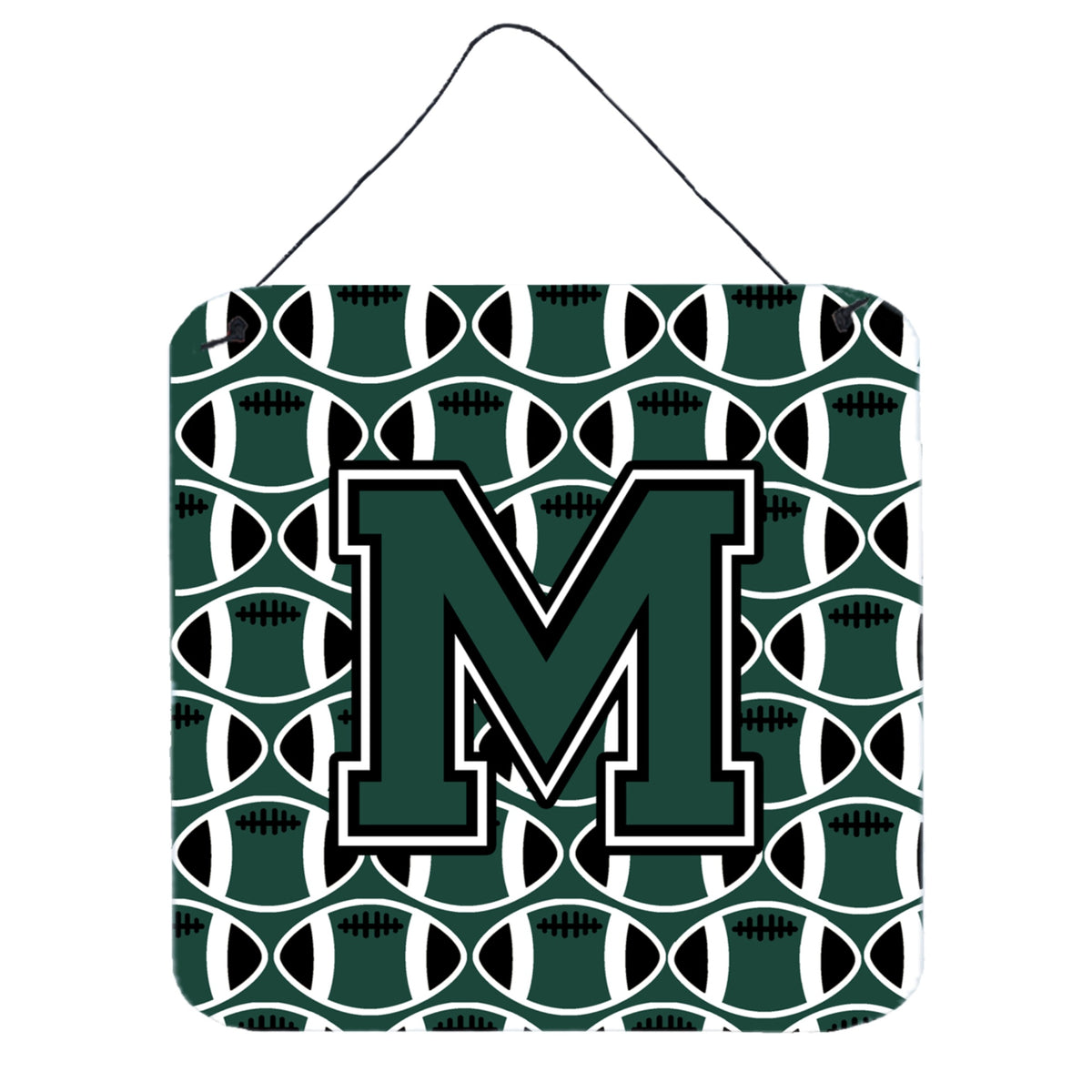 CarolineS Treasures Football Green And White Letter M Wall Or Door Hanging Prints Cj1071Mds66, 6 Inch  Inch  H X 6 Inch  Inch  W