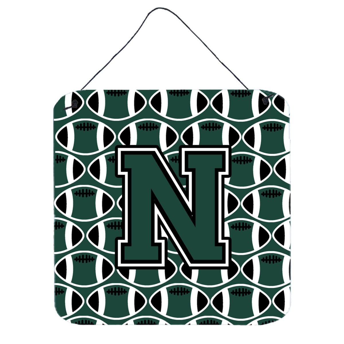 CarolineS Treasures Football Green And White Letter N Wall Or Door Hanging Prints Cj1071Nds66, 6 Inch  Inch  H X 6 Inch  Inch  W