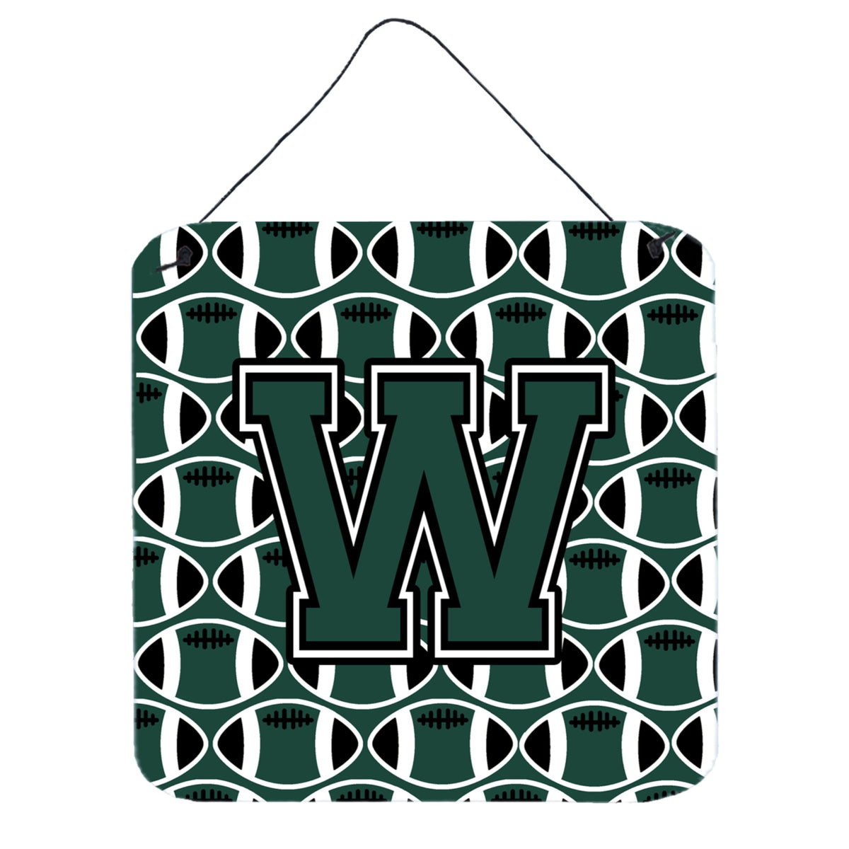 CarolineS Treasures Football Green And White Letter W Wall Or Door Hanging Prints Cj1071Wds66, 6 Inch  Inch  H X 6 Inch  Inch  W