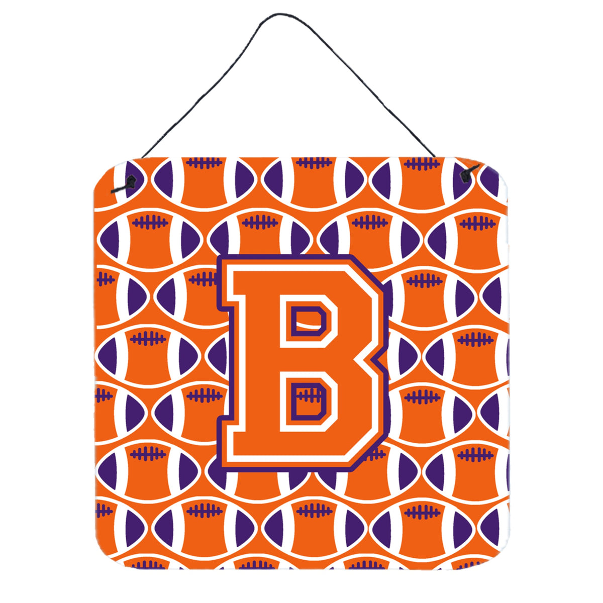 CarolineS Treasures Football Orange, White And Regalia Letter B Wall Or Door Hanging Prints Cj1072Bds66, 6 Inch  Inch  H X 6 Inch  Inch  W