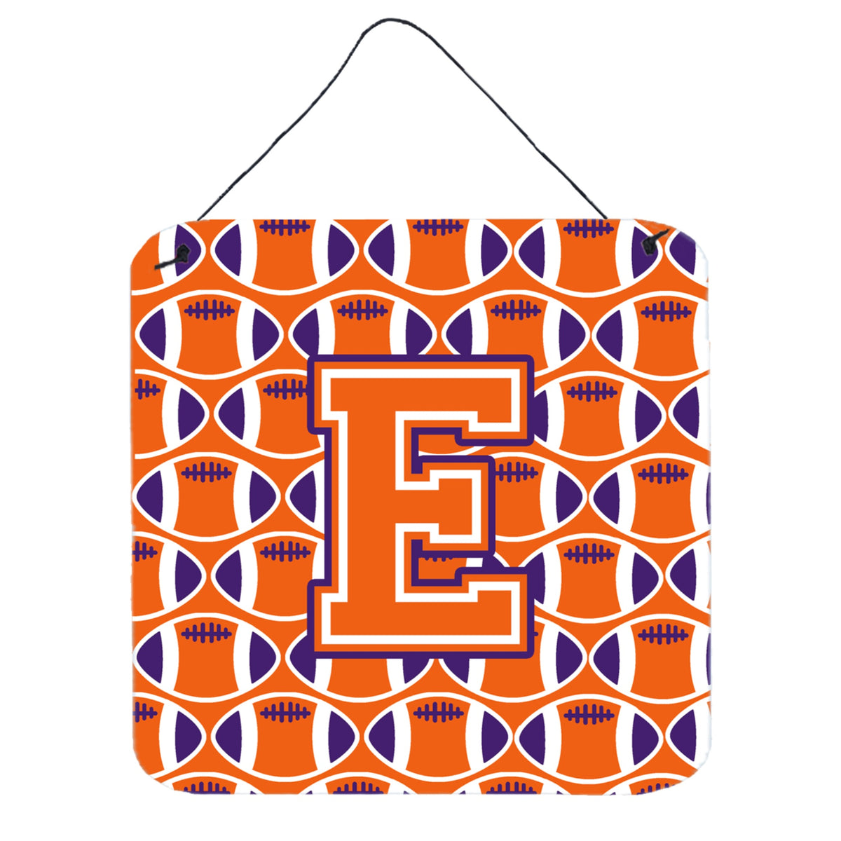 CarolineS Treasures Football Orange, White And Regalia Letter E Wall Or Door Hanging Prints Cj1072Eds66, 6 Inch  Inch  H X 6 Inch  Inch  W