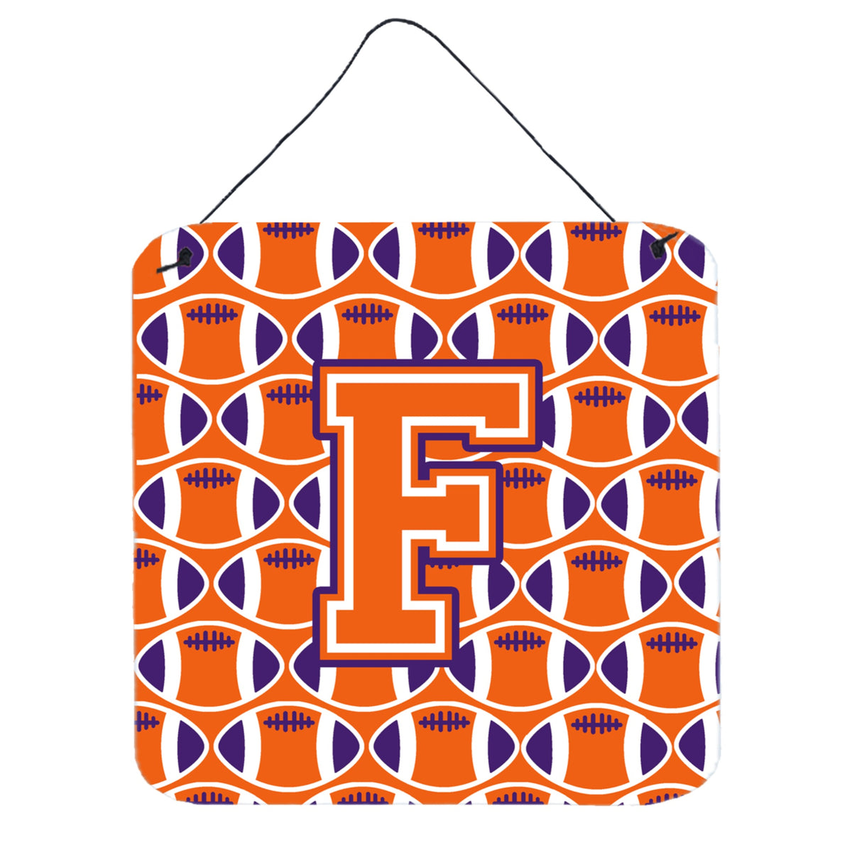 CarolineS Treasures Football Orange, White And Regalia Letter F Wall Or Door Hanging Prints Cj1072Fds66, 6 Inch  Inch  H X 6 Inch  Inch  W