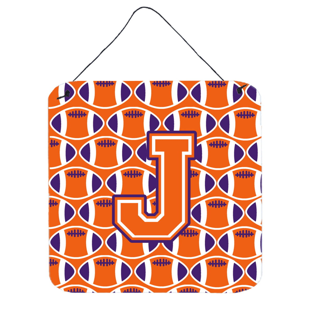 CarolineS Treasures Football Orange, White And Regalia Letter J Wall Or Door Hanging Prints Cj1072Jds66, 6 Inch  Inch  H X 6 Inch  Inch  W