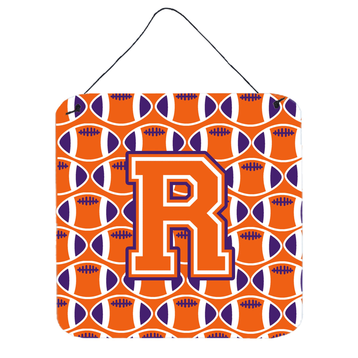 CarolineS Treasures Football Orange, White And Regalia Letter R Wall Or Door Hanging Prints Cj1072Rds66, 6 Inch  Inch  H X 6 Inch  Inch  W