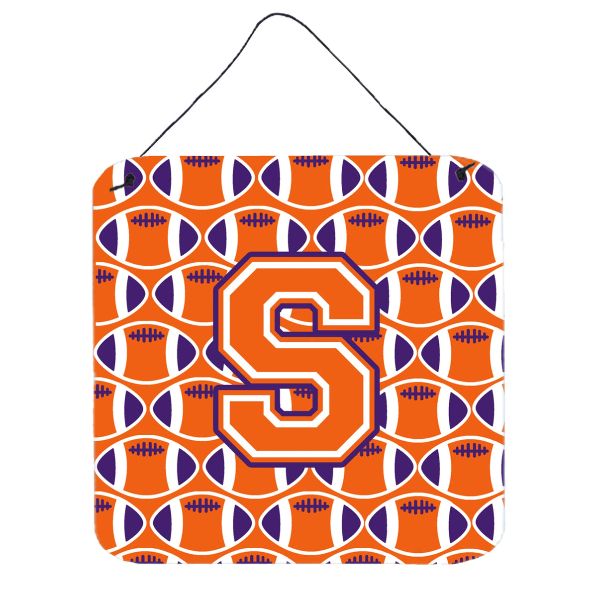 CarolineS Treasures Football Orange, White And Regalia Letter S Wall Or Door Hanging Prints Cj1072Sds66, 6 Inch  Inch  H X 6 Inch  Inch  W