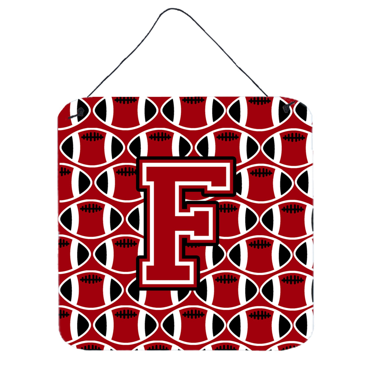 CarolineS Treasures Football Red, Black And White Letter F Wall Or Door Hanging Prints Cj1073Fds66, 6 Inch  Inch  H X 6 Inch  Inch  W