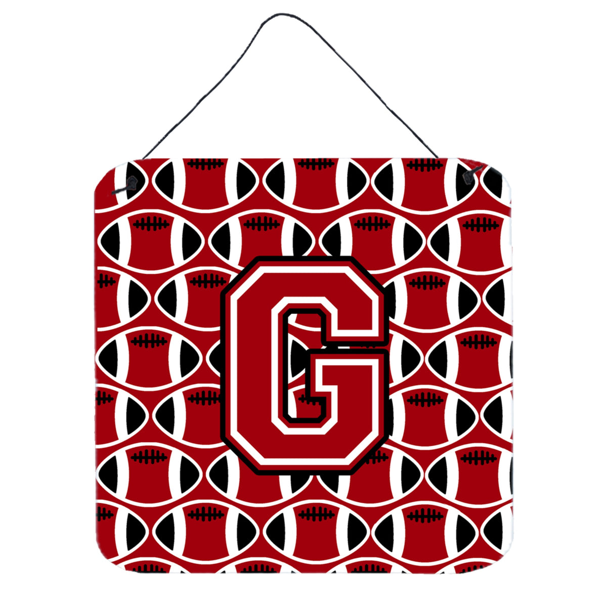 CarolineS Treasures Football Red, Black And White Letter G Wall Or Door Hanging Prints Cj1073Gds66, 6 Inch  Inch  H X 6 Inch  Inch  W