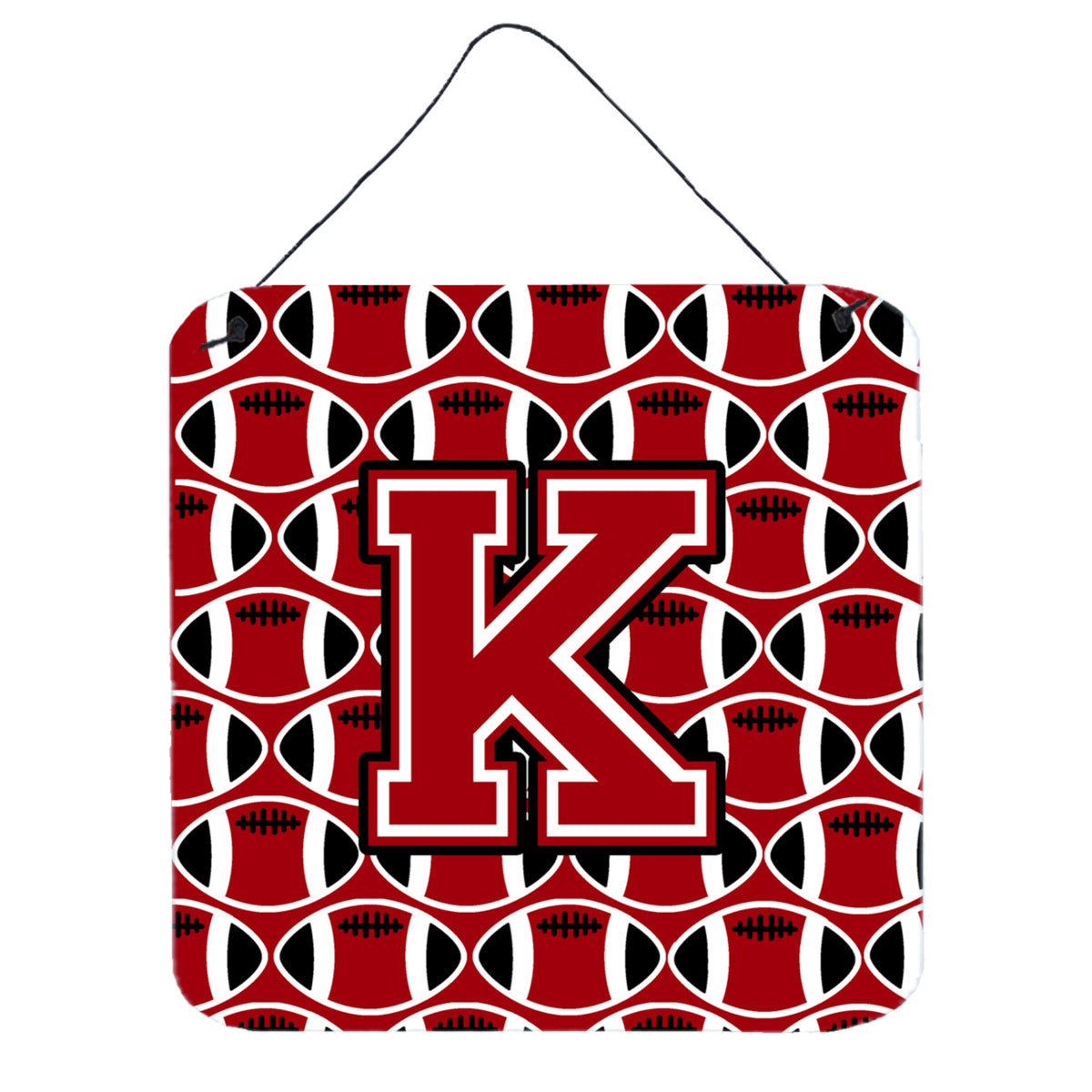 CarolineS Treasures Football Red, Black And White Letter K Wall Or Door Hanging Prints Cj1073Kds66, 6 Inch  Inch  H X 6 Inch  Inch  W