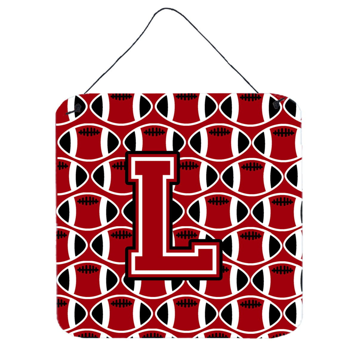 CarolineS Treasures Football Red, Black And White Letter L Wall Or Door Hanging Prints Cj1073Lds66, 6 Inch  Inch  H X 6 Inch  Inch  W