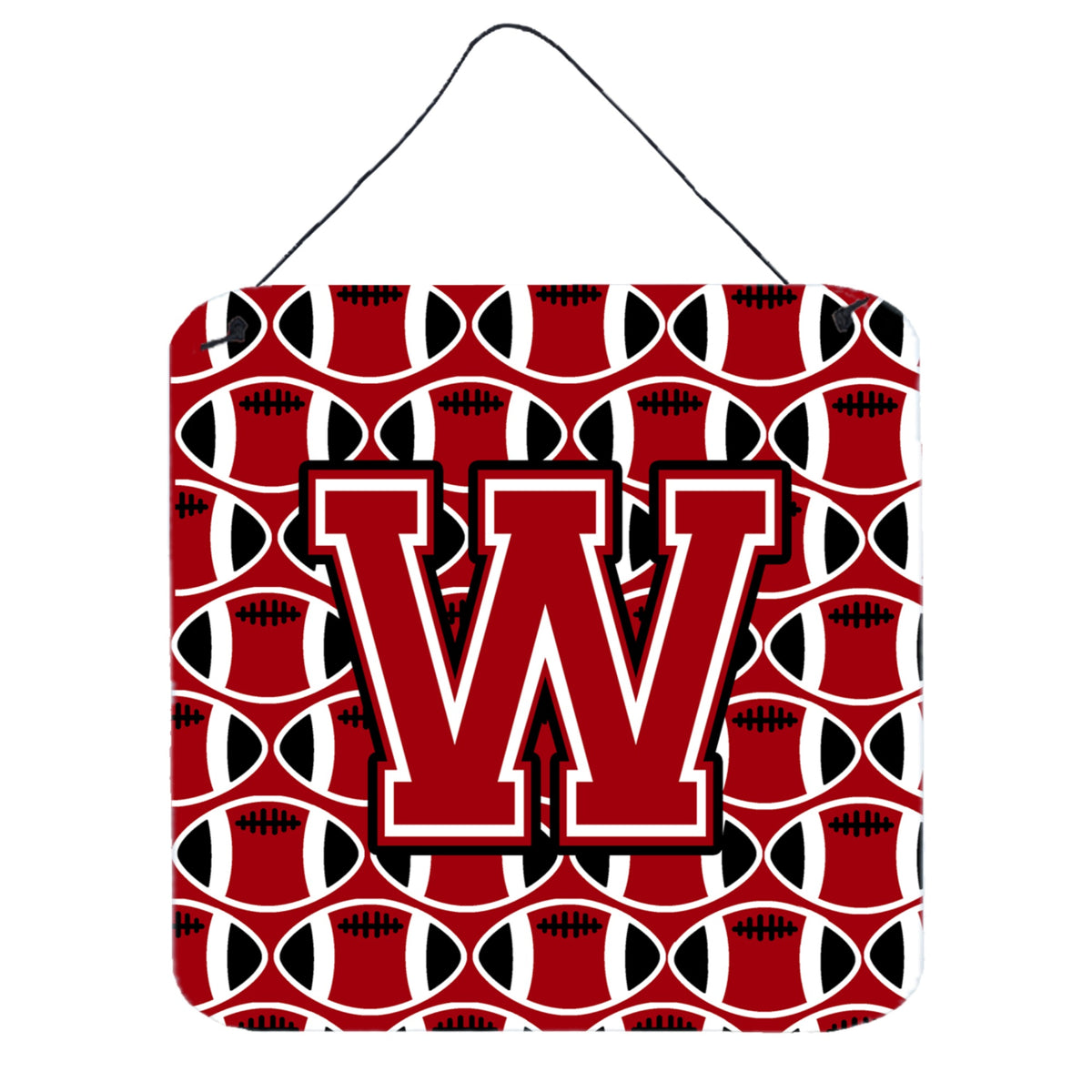 CarolineS Treasures Football Red, Black And White Letter W Wall Or Door Hanging Prints Cj1073Wds66, 6 Inch  Inch  H X 6 Inch  Inch  W