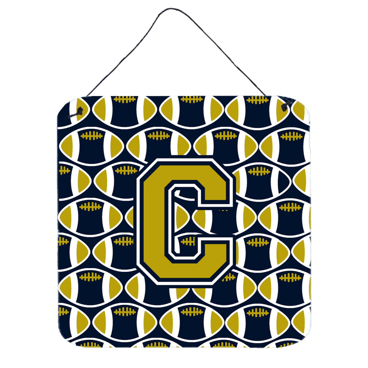 CarolineS Treasures Football Blue And Gold Letter C Wall Or Door Hanging Prints Cj1074Cds66, 6 Inch  Inch  H X 6 Inch  Inch  W