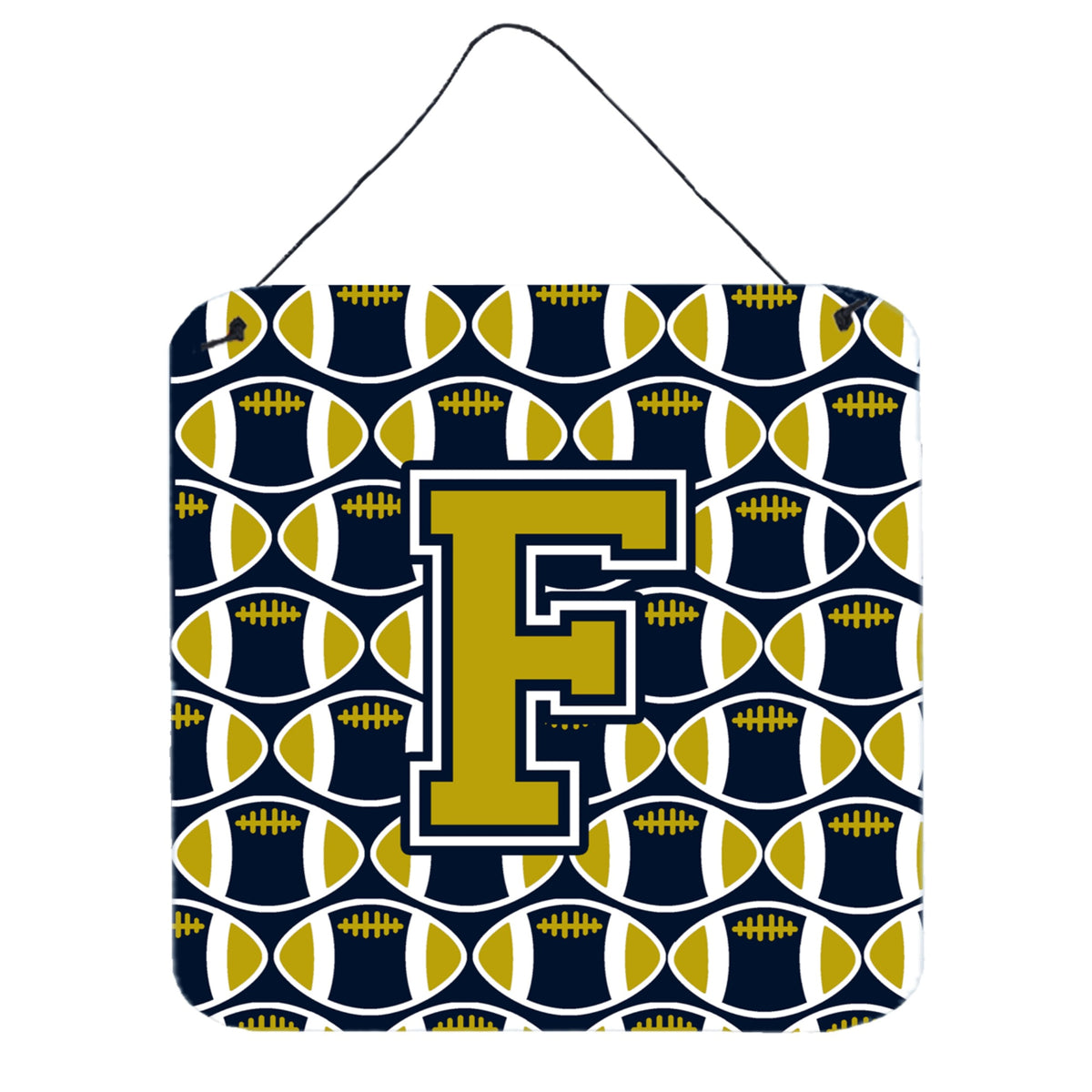 CarolineS Treasures Football Blue And Gold Letter F Wall Or Door Hanging Prints Cj1074Fds66, 6 Inch  Inch  H X 6 Inch  Inch  W