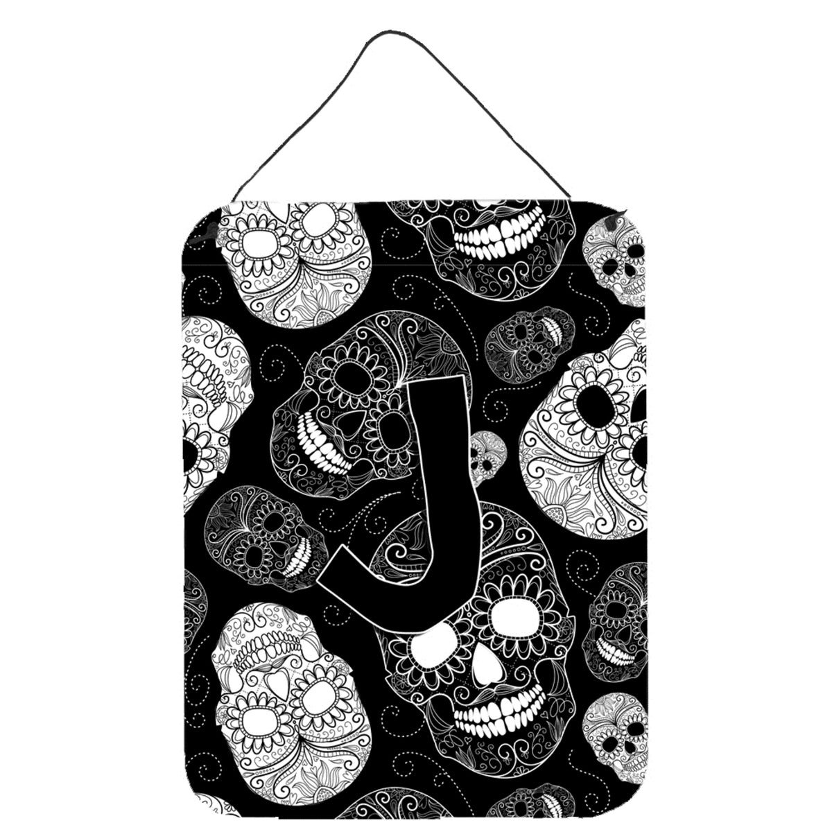 CarolineS Treasures Cj2008Jds1216 Letter J Day Of The Dead Skulls Black Wall Or Door Hanging Prints, 16 X 12 Inch  Inch , Multicolor