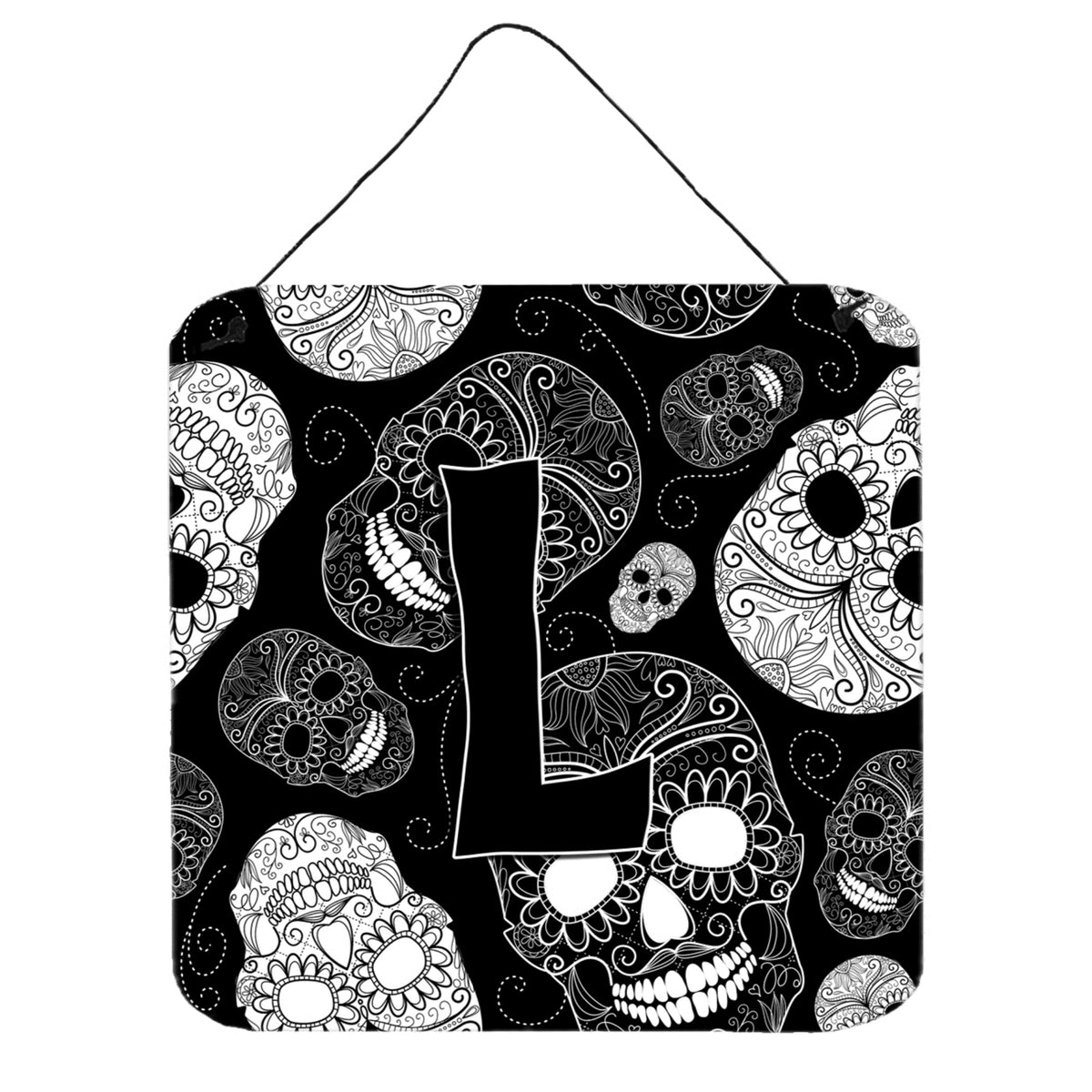 CarolineS Treasures Letter L Day Of The Dead Skulls Black Wall Or Door Hanging Prints, 6 X 6 Inch  Inch