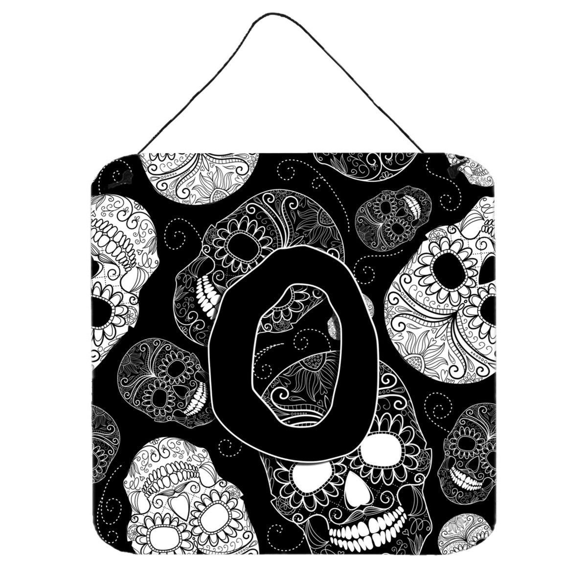 CarolineS Treasures Letter O Day Of The Dead Skulls Black Wall Or Door Hanging Prints, 6 X 6 Inch  Inch