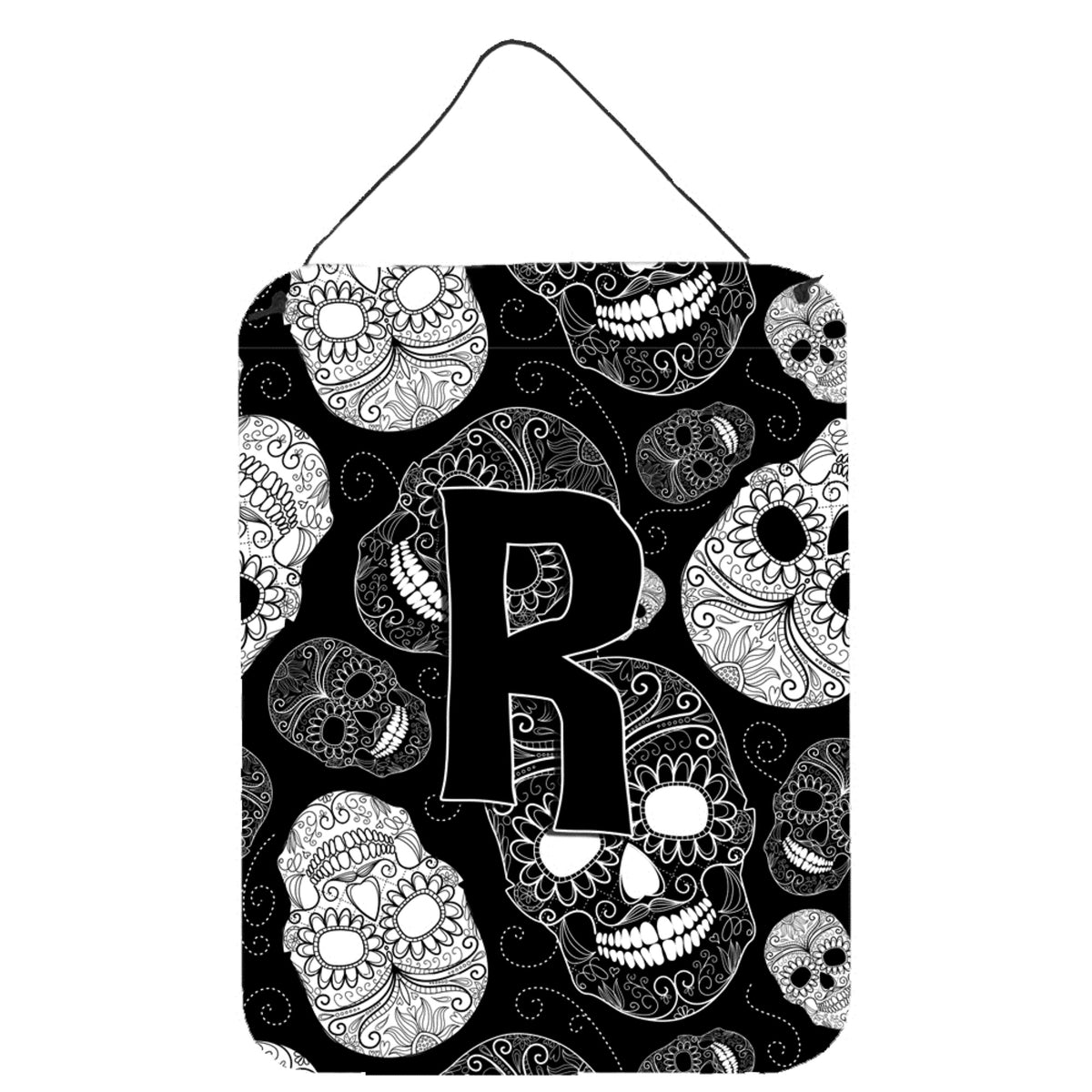 CarolineS Treasures Cj2008Rds1216 Letter R Day Of The Dead Skulls Black Wall Or Door Hanging Prints, 16 X 12 Inch  Inch , Multicolor