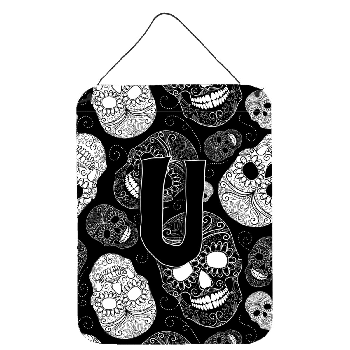CarolineS Treasures Cj2008Uds1216 Letter U Day Of The Dead Skulls Black Wall Or Door Hanging Prints, 16 X 12 Inch  Inch , Multicolor