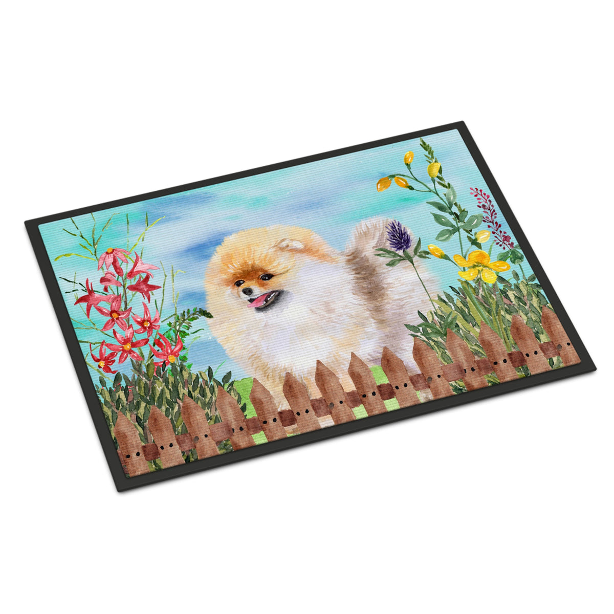 CarolineS Treasures Pomeranian Spring Doormat 18 Inch  Inch  X 27 Inch  Inch  Multicolor