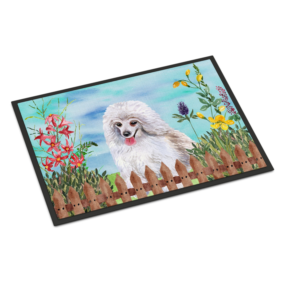 CarolineS Treasures Medium White Poodle Spring Doormat 24 Inch  Inch  X 36 Inch  Inch  Multicolor