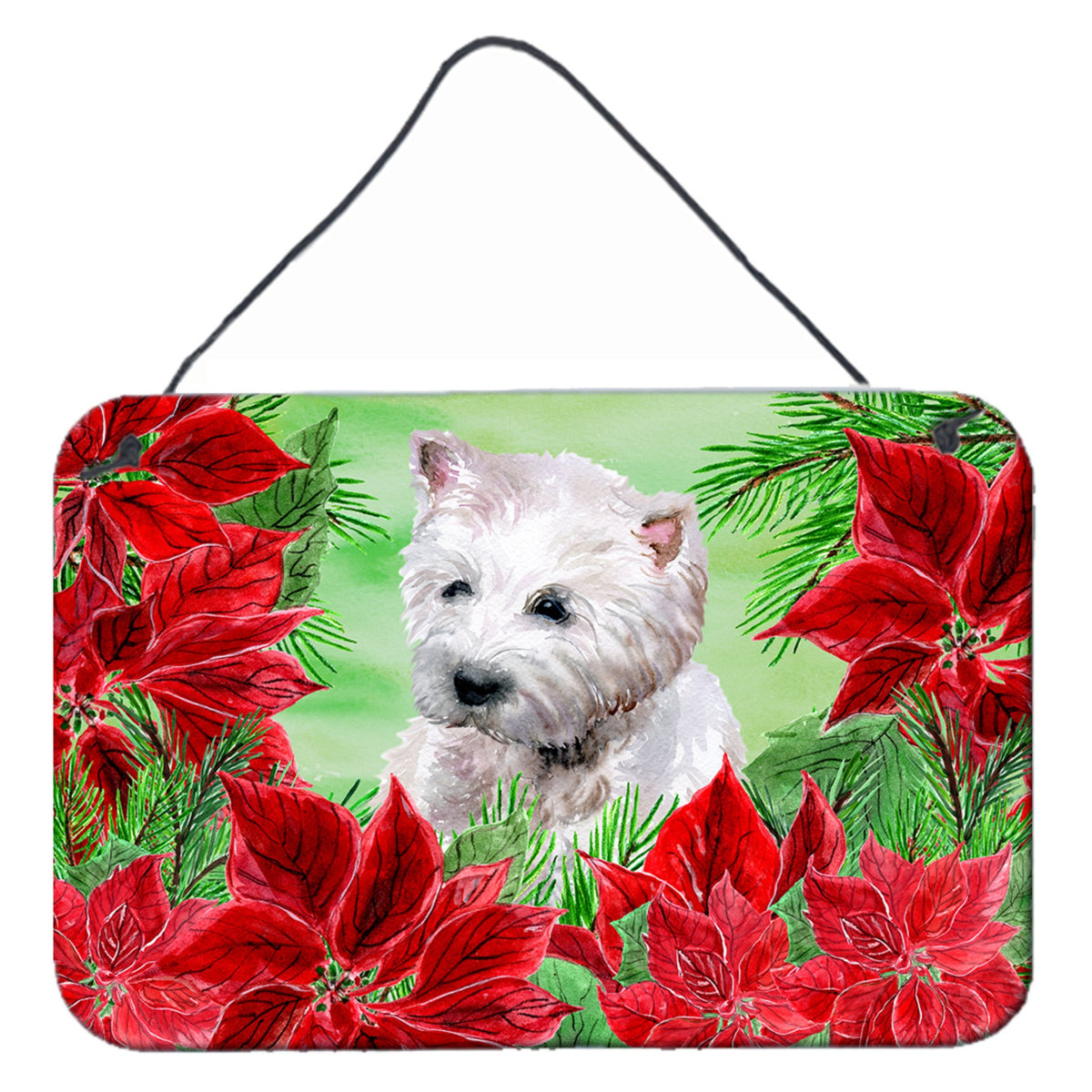 CarolineS Treasures Westie Poinsettias Metal Print, 8 Inch  Inch  X 12 Inch  Inch , Christmas Poinsettas