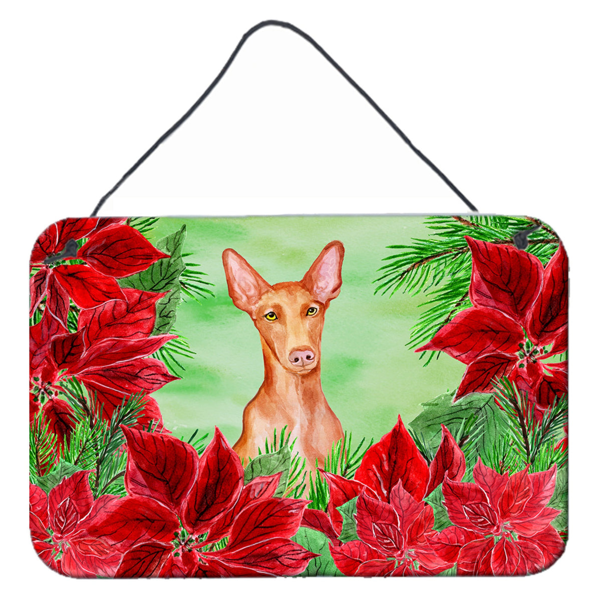 CarolineS Treasures Pharaoh Hound Poinsettias Metal Print, 8 Inch  Inch  X 12 Inch  Inch , Christmas Poinsettas