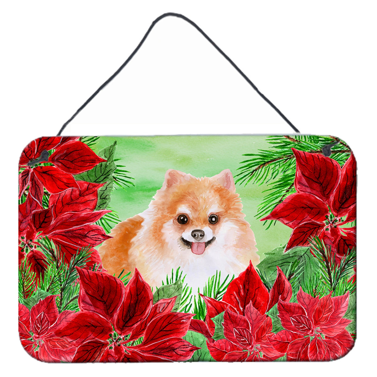 CarolineS Treasures Pomeranian #2 Poinsettias Metal Print, 8 Inch  Inch  X 12 Inch  Inch , Multicolor