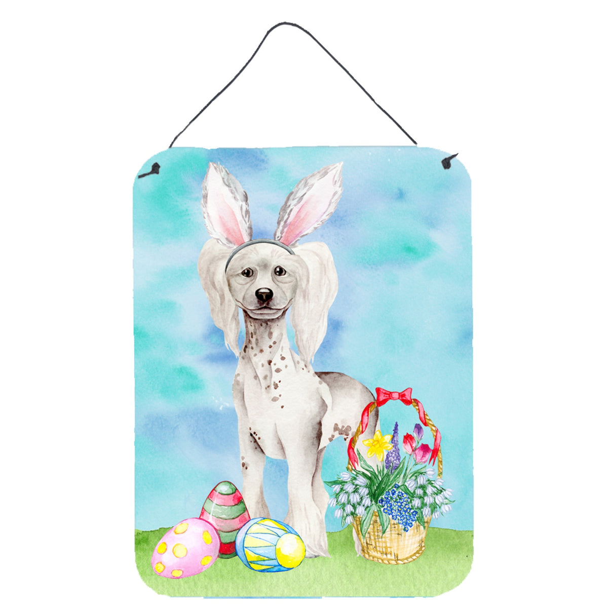 CarolineS Treasures Chinese Crested Easter Bunny Metal Print, 16 Inch  Inch  X 12 Inch  Inch , Multicolor