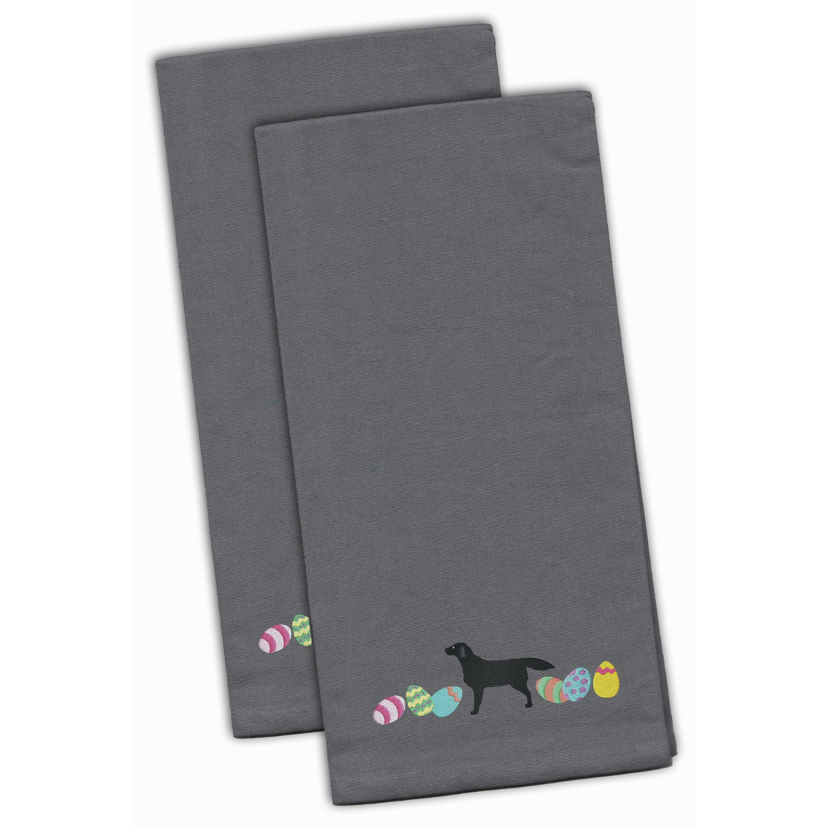 CarolineS Treasures Ck1611Gytwe Black Labrador Retriever Easter Gray Embroidered Kitchen Towel Set Of 2