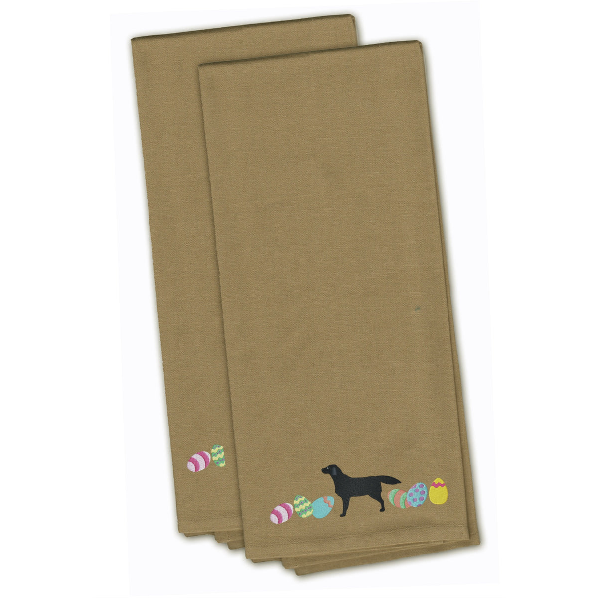 CarolineS Treasures Ck1611Tntwe Black Labrador Retriever Easter Tan Embroidered Kitchen Towel Set Of 2