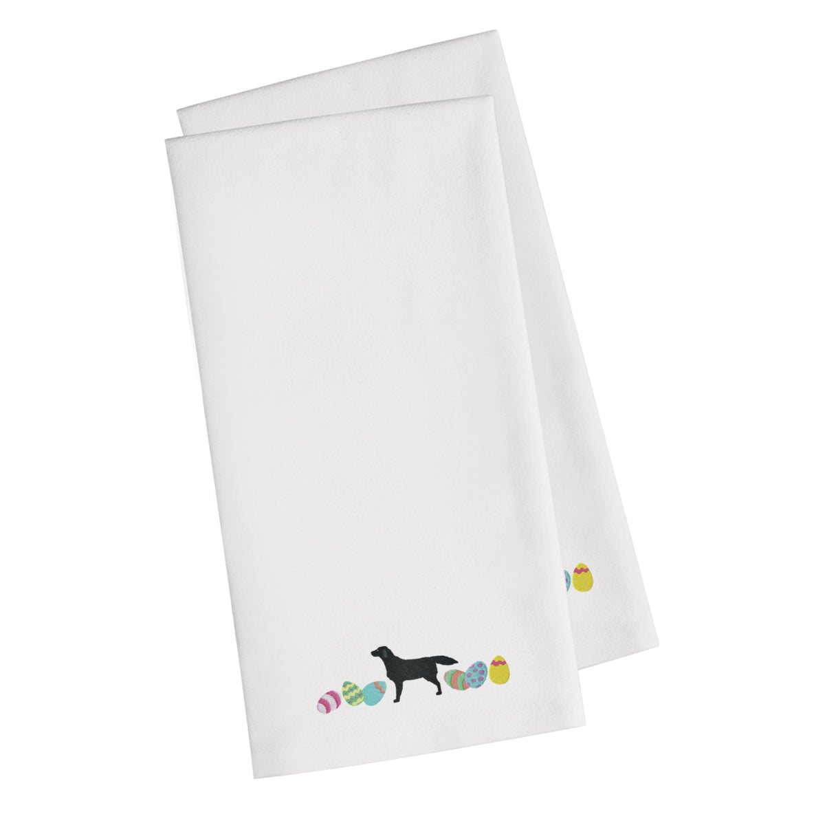 CarolineS Treasures Ck1611Whtwe Black Labrador Retriever Easter White Embroidered Kitchen Towel Set Of 2