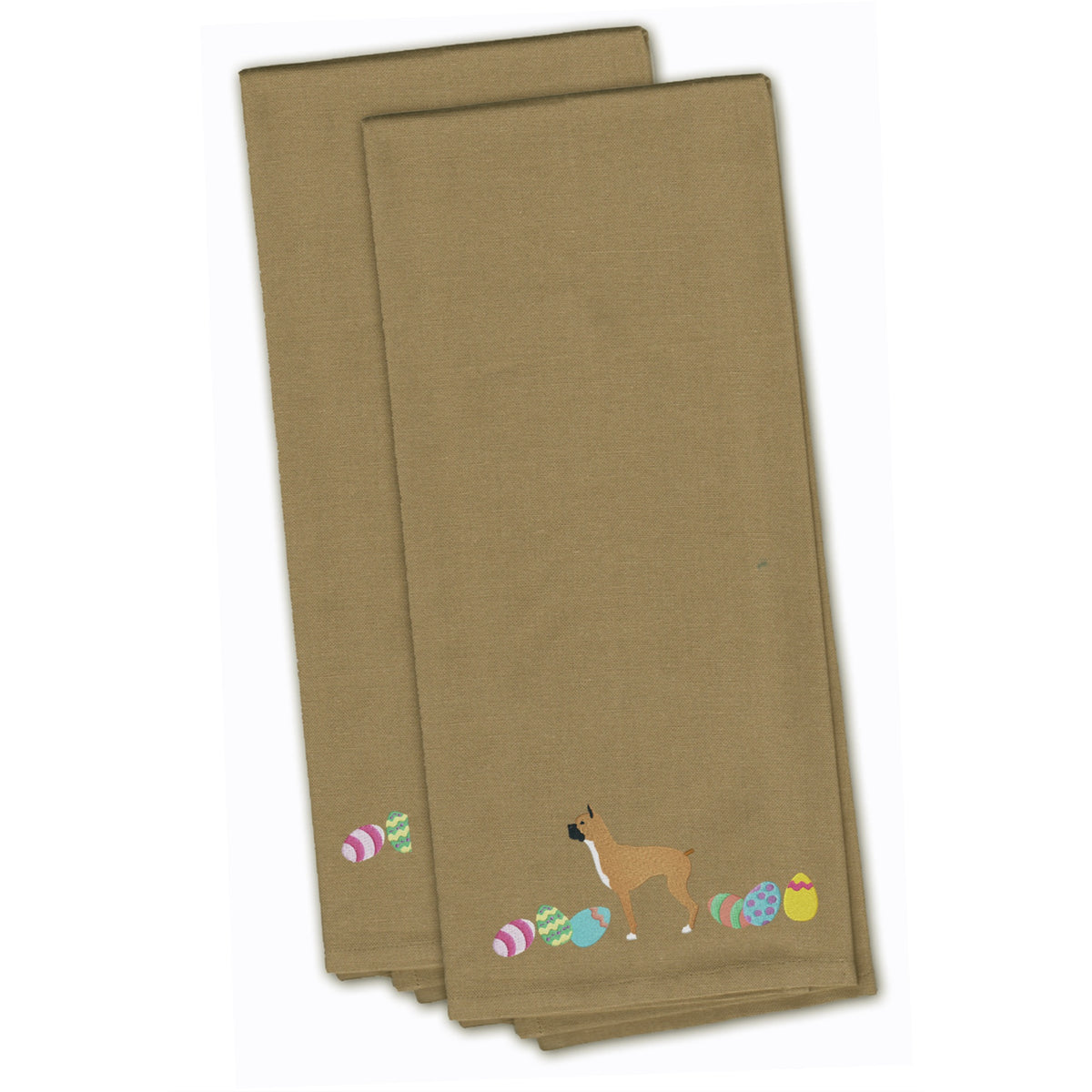 CarolineS Treasures Ck1615Tntwe Boxer Easter Tan Embroidered Kitchen Towel Set Of 2