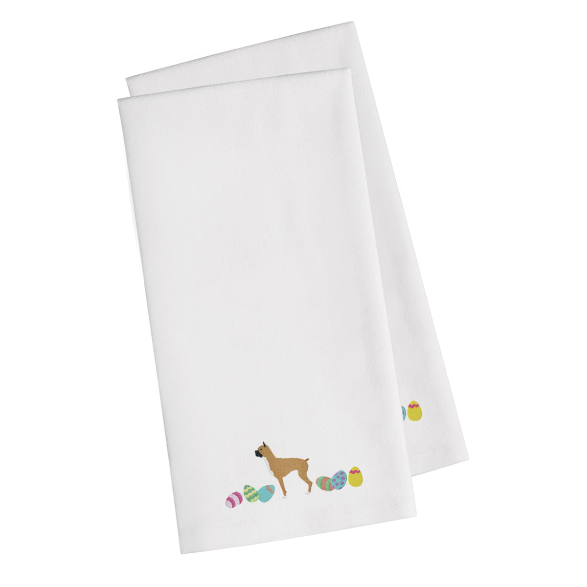 CarolineS Treasures Ck1615Whtwe Boxer Easter White Embroidered Kitchen Towel Set Of 2