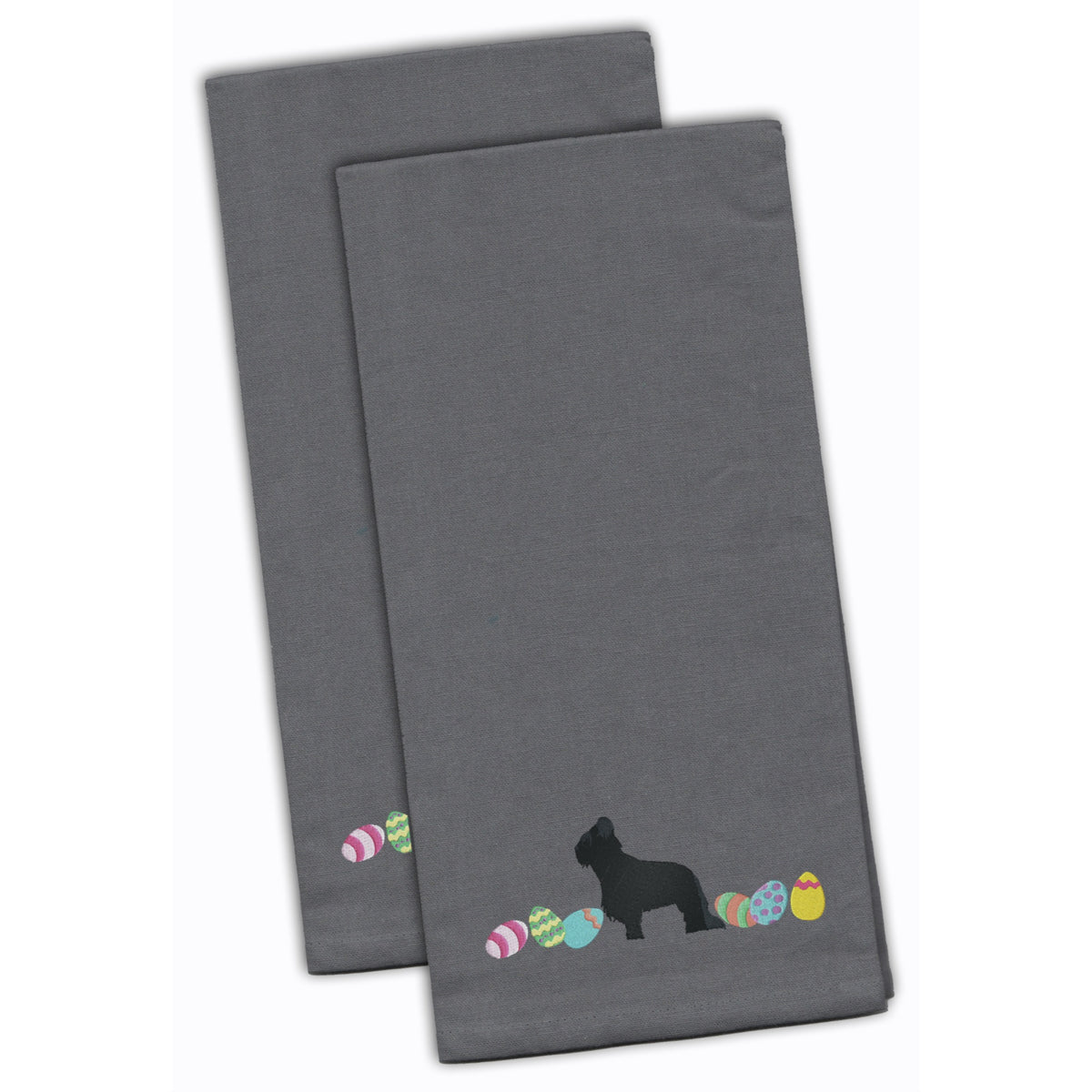 CarolineS Treasures Ck1616Gytwe Briard Easter Gray Embroidered Kitchen Towel Set Of 2