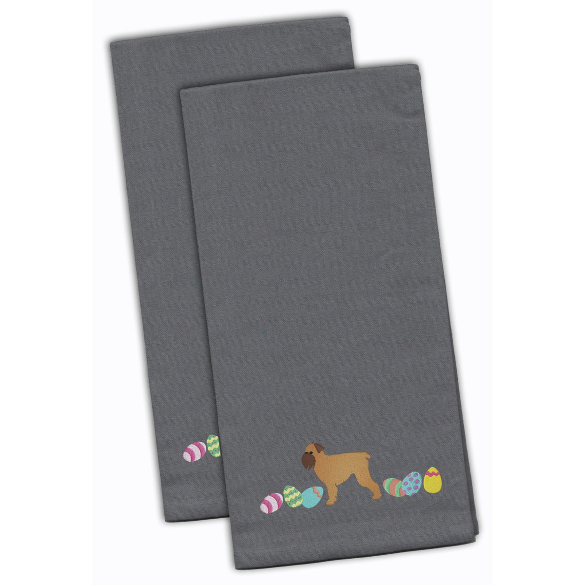 CarolineS Treasures Ck1617Gytwe Brussels Griffon Easter Gray Embroidered Kitchen Towel Set Of 2