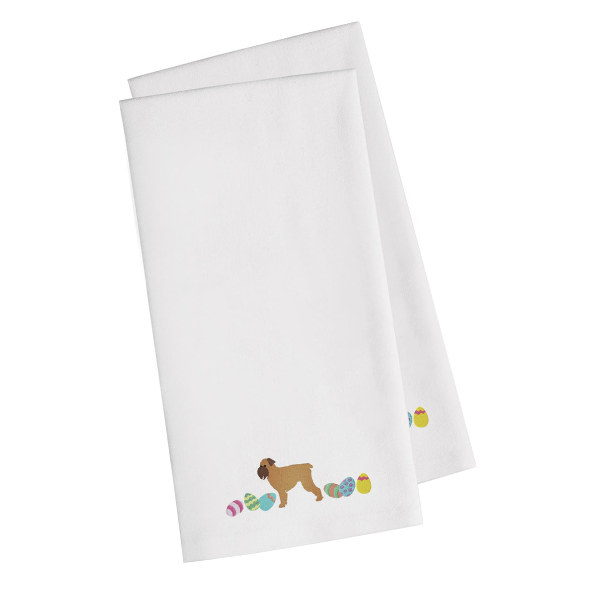 CarolineS Treasures Ck1617Whtwe Brussels Griffon Easter White Embroidered Kitchen Towel Set Of 2