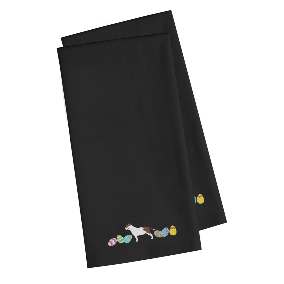 CarolineS Treasures Ck1618Bktwe Bull Terrier Easter Black Embroidered Kitchen Towel Set Of 2