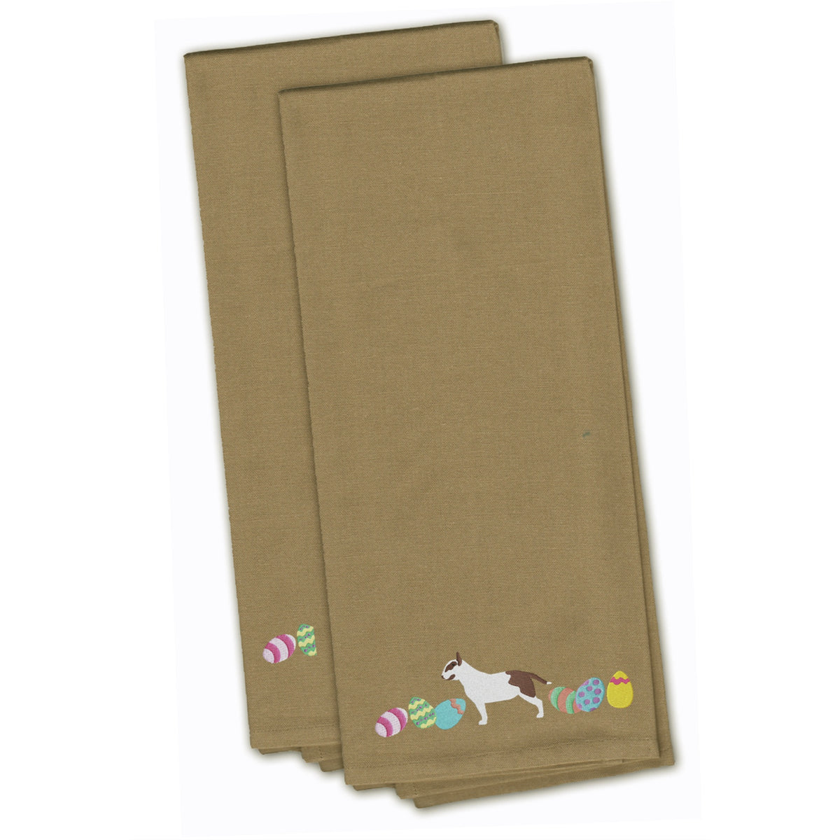 CarolineS Treasures Ck1618Tntwe Bull Terrier Easter Tan Embroidered Kitchen Towel Set Of 2