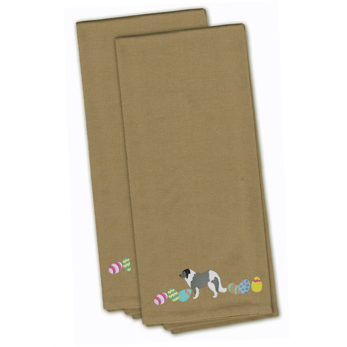 CarolineS Treasures Ck1620Tntwe Grey Caucasian Shepherd Easter Tan Embroidered Kitchen Towel Set Of 2