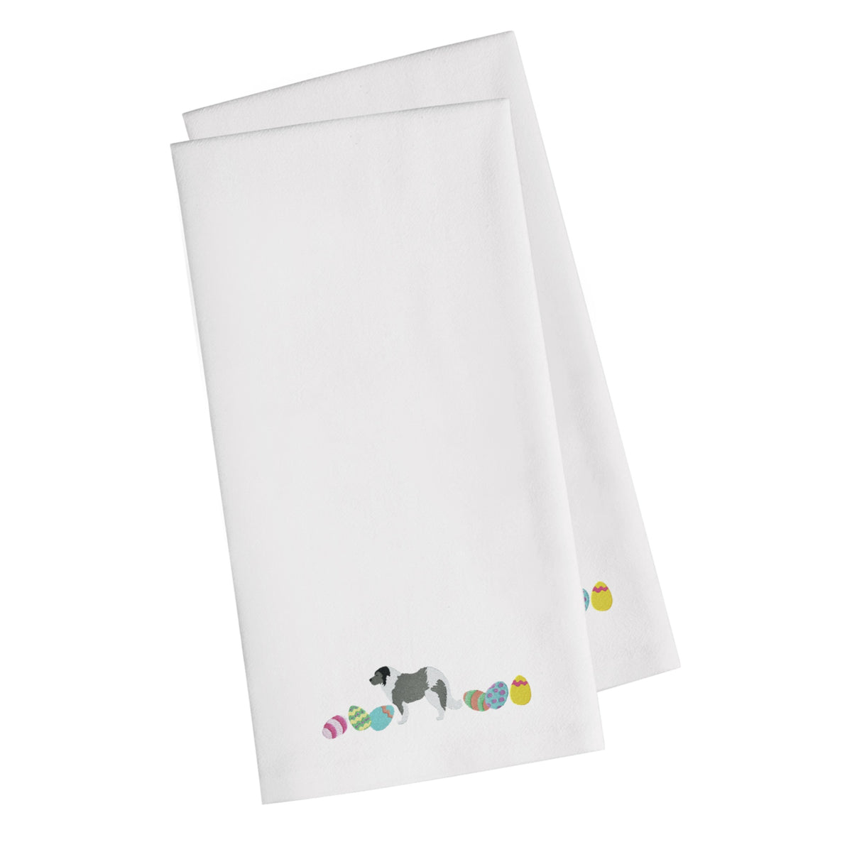CarolineS Treasures Ck1620Whtwe Grey Caucasian Shepherd Easter White Embroidered Kitchen Towel Set Of 2